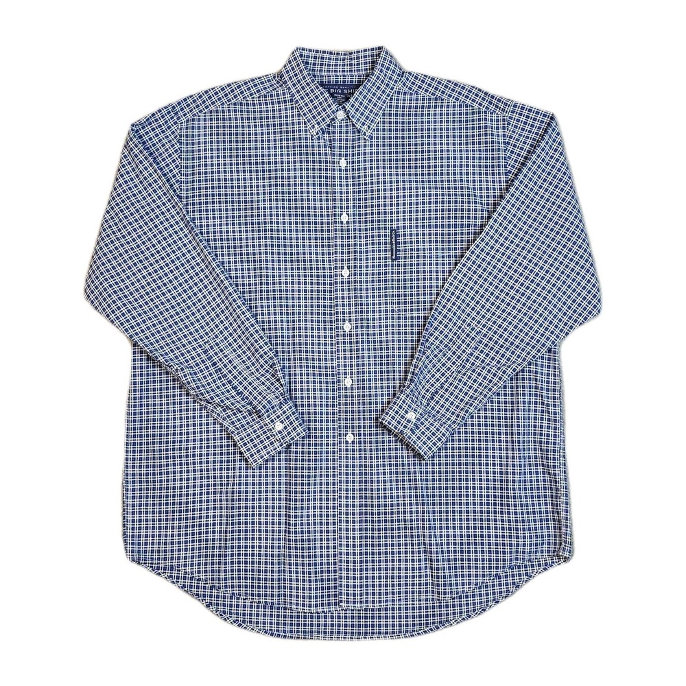 Abercrombie & Fitch The Big Shirt Mens XL Blue Plaid Button Down Long Sleeve Vtg